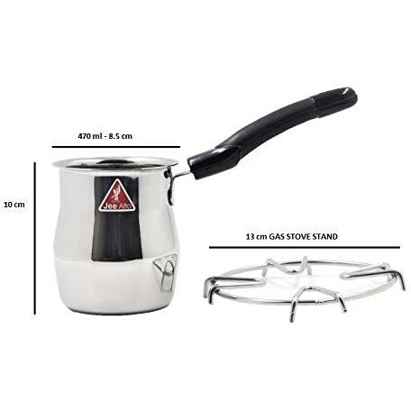 Jee Alto Stainless Steel Tea Coffee Warmer Pot With Handle And Stainless Steel Gas/Stove Stand_470Ml