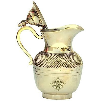 Dsh Crafting Your Curiosity Designer Brass Jug With Lid For Storage & Serving Water Home & Hotel Restaurant And Gift Item.