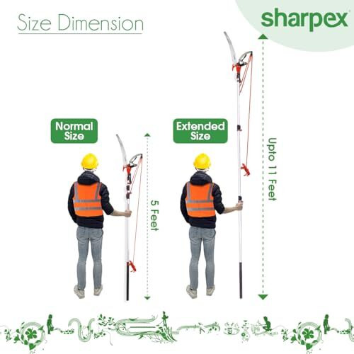 Sharpex 11 Ft Manual Pole Long Cutter For Tree Trimming | 3 Stage Extension Telescopic Pruning Saw (5 Feet To 11 Feet) |14 Inches Sharp Blade For Tree Trimmer Pole, Yard Garden And Patios