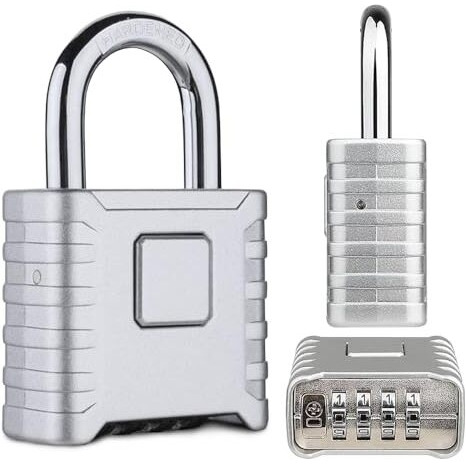 Freshdcart 4 Digit Zinc Padlock Heavy Duty Weatherproof Security Padlock For Indoor And Outdoor Use, Sheds, Gates, Lockers, Storage (Silver)