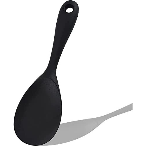 Ramkuwar Silicone Rice Spoon Non Stick Rice Scooper Heat Resistant Kitchen Gadge Rice Spoon Paddle Cooking Utensil Rice Spatula Rice Cooker Spoon For Rice Salads Mashed Potato Black