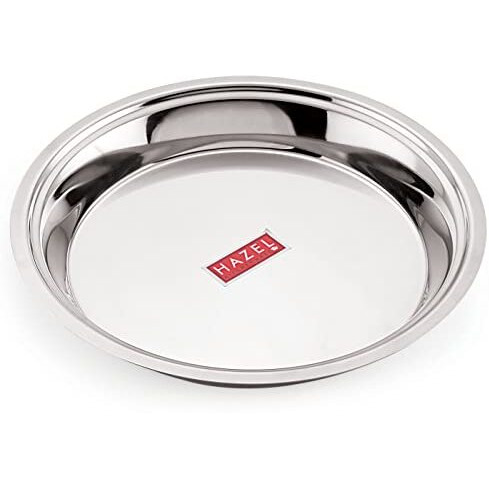 Hazel Stainless Steel Parat | 31 Cm With 2400 Ml Capacity Steel Parat For Dough Flour Kneading | Atta Parat Steel For Kitchen