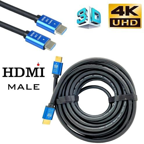 Coolcold Hdmi Cable (20Meter/65Ft) | 4K, Hdmi To Hdmi Cable | Premium Uhd High-Speed Hdtv Cord Certified 18Gbps With Ethernet Support I 4K@60Hz I Ultra Hd 2160P Compatible With Tv, Mac, Pc (Black)