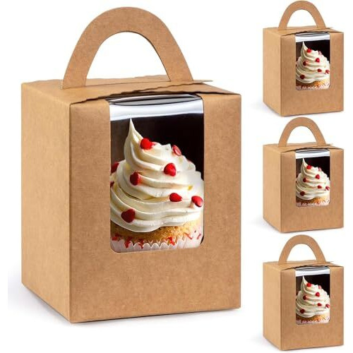 Satyam Kraft 20 Pcs Brown Folding Paper Gift Boxes With Transparent Window | Decorative Packaging For Chocolates, Return Gifts,Mothers Day, Wedding Returns, Pooja, Birthday & Festive Hampers (Pack Of 20, Brown)