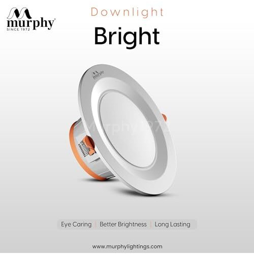 Murphy 6W Bright Led Downlight  Cool White, Slim Round Recessed Ceiling Light, 3-Inch Junction Box Compatible, Anti-Glare Diffuser, Energy Efficient (Pack Of 4, 2-Year Warranty)