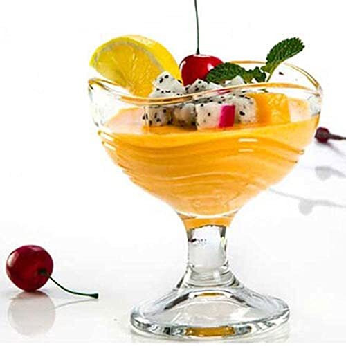 Kosh Crystal Clear Curved Shape Glass Dessert Bowl Set For Ice Cream Pudding Mocktails Cocktails And Fruit Salad Pack Of 6