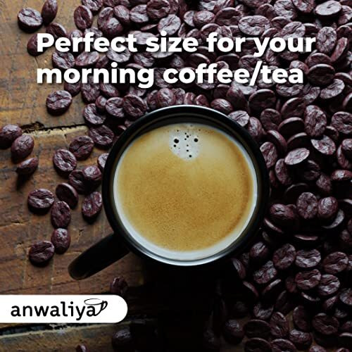 Anwaliya Ceramic Coffee Mug Set Of 6 (280Ml) Handcrafted Minimalist Black Shine Design Tea Cups Stackable, Chip Resistant, Large Serving Green Tea Cups, Naomi (Black Shine)