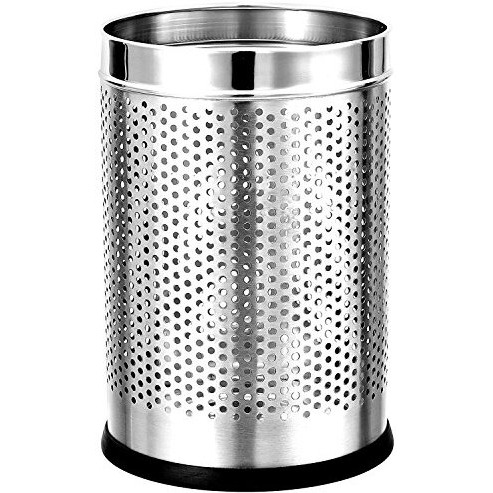 Parasnath Stainless Steel Perforated Round Dustbin, 6L (7 X 11 In)(Silver)