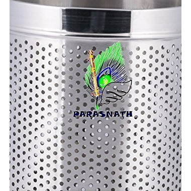 Parasnath Stainless Steel Perforated Round Dustbin, 6L (7 X 11 In)(Silver)