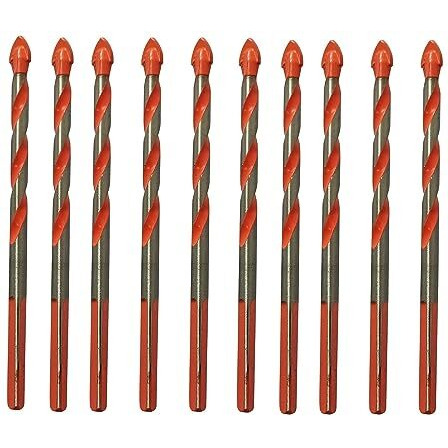 Inditrust Alloy Steel New 10 Pcs Glass Drill Ceramic Tile Drill Bits Set Steel Alloy Impact Drill 6Mm Wall Triangle Core Drilling Tool