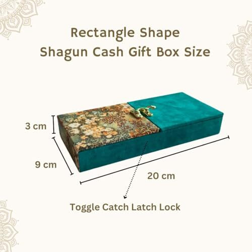 Vanya Creations Decorative Shagun Cash Gift Box For Money Gaddi, Gifting Sagan Wedding Occasion, Jewellery | Sea Green Color, Set Of 1, Half Cut Design Rectangle Shape