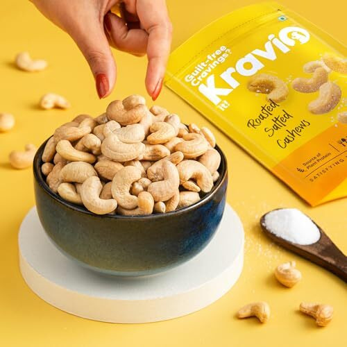 Kravio Premium Roasted Salted Cashew Nuts (2 X 200G) | Zero Cholesterol Natural Jumbo Size Whole Kaju Nuts & Dry Fruits | Rich In Protein, Roasted Crunchy Delicious Healthy Snacks