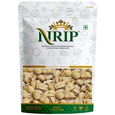 Nrip Premium California Roasted & Salted Pistachios 200 G | Pista Dry Fruit | Tasty & Healthy | High In Protein & Dietary Fiber | Gluten Free & Low Calorie Nuts