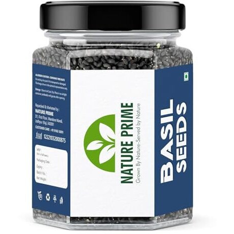 Nature Prime 100% Hygienic Raw Sabja Basil Seeds 500Gm | Seeds For Eating | Weight Loss & Boost Digestion