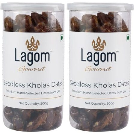 Lagom Gourmet Seedless Kholas Dates | All Natural | No Preservatives | No Added Sugar | Gluten Free | Vegan | Plant Based | Non Gmo | Dates Dry Fruits | Khajur | Khajoor | Khejur (1 Kg)