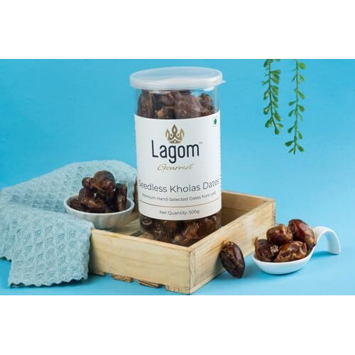 Lagom Gourmet Seedless Kholas Dates | All Natural | No Preservatives | No Added Sugar | Gluten Free | Vegan | Plant Based | Non Gmo | Dates Dry Fruits | Khajur | Khajoor | Khejur (1 Kg)