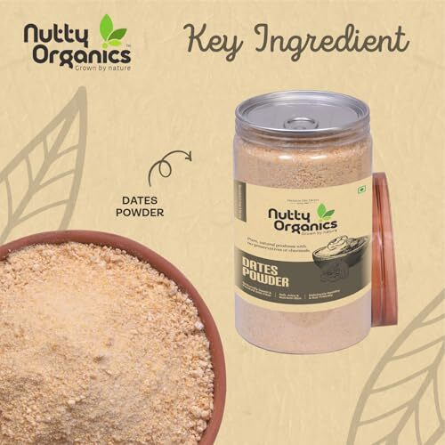 Nutty Organics Natural Dry Dates Powder - 500 Gm | Fined Kharek/Dates Powder | Use As A Subsitute For Sugar