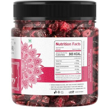 Lila Dry Fruits Dried Cranberries 500 Gms | Naturally Sweetened Premium Californian Cranberry, Antioxidants Rich Delicious Tasty And Chewy Snack | Ideal For Snacking, Baking | Perfect For Giftings