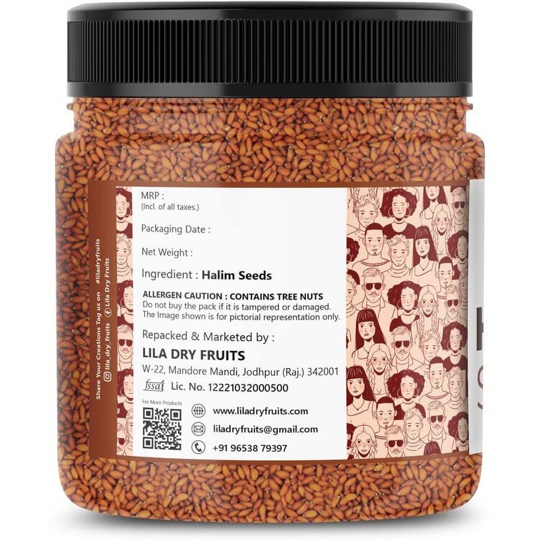 Lila Dry Fruits Halim Seeds 500G Jar Pack | Aliv Seed | For Eating And Weight Management | Garden Cress Seeds | Grown In India | Export Quality | Haleem Seeds For Hair Growth