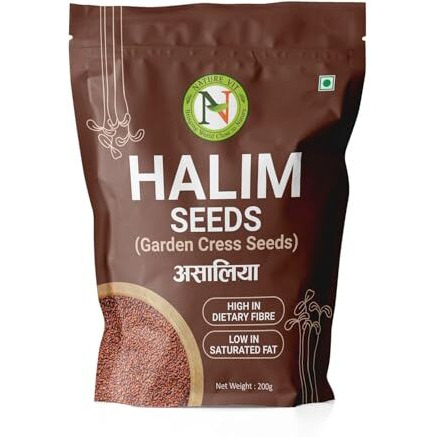 Naturevit Halim Seeds, 200G | Aliv Seeds | High In Fibre And Omega 3 | Garden Cress Seeds | Haleem | Asaliya For Eating | Immunity Booster Superfood