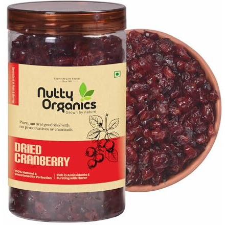 Nutty Organics Cranberry 500 Gm | Dry Fruit & Berries | High In Nutrients & Antioxidants | Healthy & Nutritious Snack | Perfect For Salads & Baking