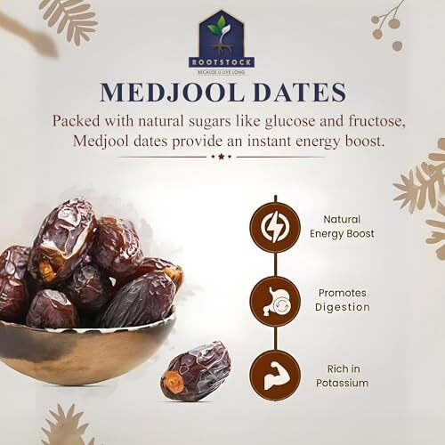 Rootstock Jumbo Medjool (Medjoul) Dates 400Gm, Kahjoor/Khajur Dates In Fresh, Healthy Snack Dates Without Added Sugar, High Fibre Khajoor Dry Fruit For Weight Management