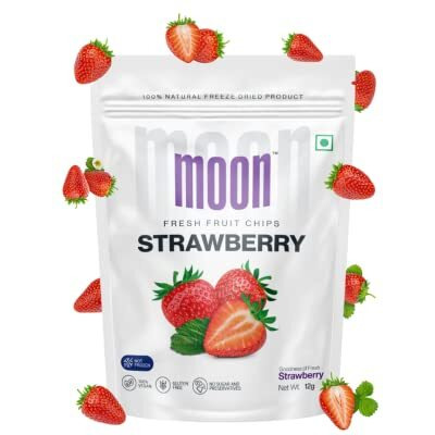 Moon Freeze Dried Strawberry Chips | No Preservatives, No Added Sugar, Healthy Dried Fruit | 100% Natural, Vegan, Gluten Free Snack For Kids And Adults | 12 G Pouch (Pack Of 1)