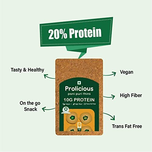 Prolicious High Protein & High Fiber Thins Combo|Good For Pcos & Weightloss|3 Flavours|No Palm Oil|Pack Of 6, 50 Gram Each,Garlic Bread, Methi Munch, Pani Puri