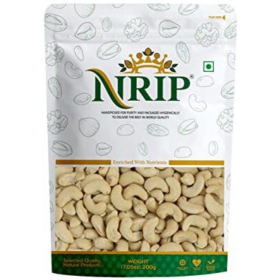 Nrip 100% Natural Premium Whole Cashews 200 G Value Pack | Whole Crunchy Cashew | Premium Kaju Nuts | Nutritious & Delicious | Gluten Free & Plant Based Protein