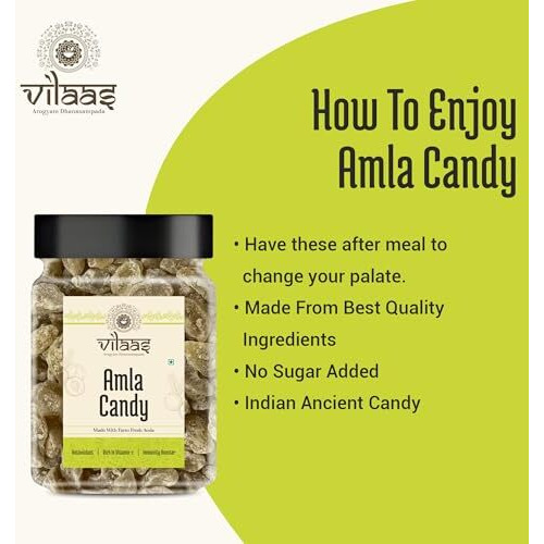 Vilaas Dried Amla Candy - 300 Gm, | High In Vitamin C | Enhances Immunity | Organic Dry Indian Gooseberry Fruit Mouthfreshner