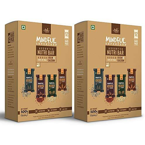 Eat Anytime Mindful Assorted Millet Nutri Bar|Gluten Free & High Fiber|Energy Bar Sugar Free|High Protein Bar|Healthy Bar & Breakfast Protein Bar|Granola Bar/Energy Bar - 600Gm(24Pcs Of 25Gm)