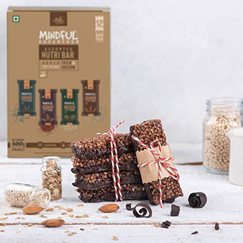 Eat Anytime Mindful Assorted Millet Nutri Bar|Gluten Free & High Fiber|Energy Bar Sugar Free|High Protein Bar|Healthy Bar & Breakfast Protein Bar|Granola Bar/Energy Bar - 600Gm(24Pcs Of 25Gm)