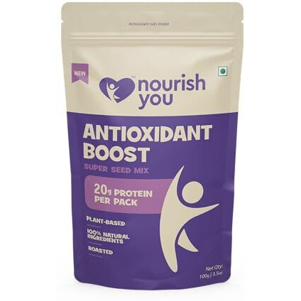 Nourish You Antioxidant Boost Trail Mix 100G | Mixed Seeds For Eating | No Artificial Flavours & Preservatives | Seed Mix Of Sunflower, Chia, Flax, Seasame, Pumpkin Seeds & Cranberries & Gojiberries | Pack Of 1