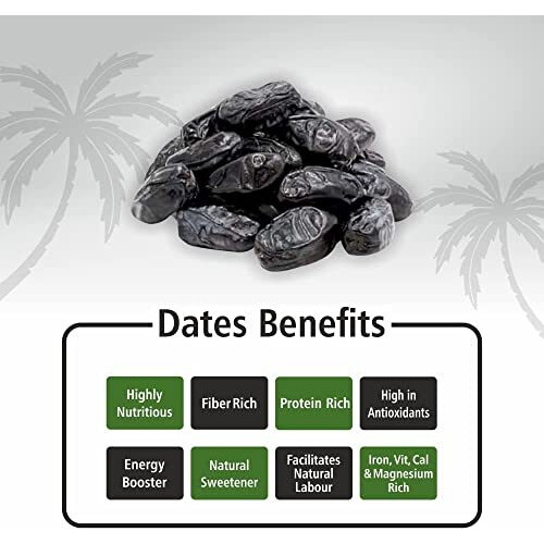Everyday Four Seedless Black Dates | All Natural Fresh Khajur With No Added Sugar | Healthy & Nutrition Free 400G Dry Fruits | Black Khajoor Rich In Protein & Vitamin Vegan Finest Dates (Dates Black)