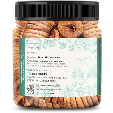 Lila Dry Fruits Jumbo Anjeer 250 Grams | Premium Dried Figs Soft, Healthy Tasty And Juicy Anjir | Afghani Anjeer Ideal For Snacking, Cooking And Baking | Dry Fruits Anjeer Perfect For Gifting