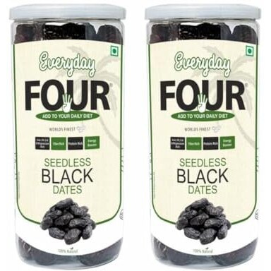Everyday Four Seedless Black Dates | All Natural Fresh Khajur With No Added Sugar | Healthy & Nutrition Free 800G Dry Fruits | Black Khajoor Rich In Protein & Vitamin Vegan Finest Dates