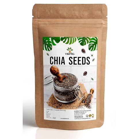 Trivang Chia Seeds 500G - 100% Clean Chia Seeds For Eating | Certified Organic | Seeds For Weight Management | Rich In Calcium, Protein & Fiber, Omega 3 And Antioxidant | Healthy Snacks