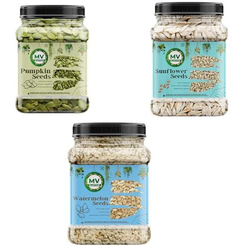 Mv Platter Pumpkin Seeds, Sunflower Seeds & Watermelon Seeds Combo Pack | Essential Nutrients For Immunity, Energy & Vitality | Perfect For Snacking & Cooking | Each 100G