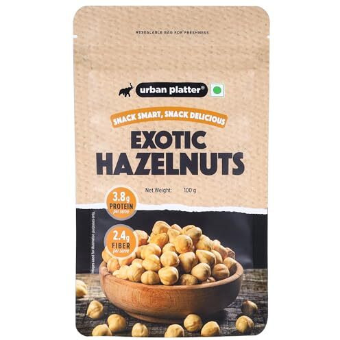 Urban Platter Exotic Hazelnut Kernels, 100G (Rich In Protein & Fiber, Crunchy & Delicious, Add To Fruit Salads, Chocolates, Pralines , Trail Mixes, Ice Creams, Baked Goods, Travel-Friendly Pack)