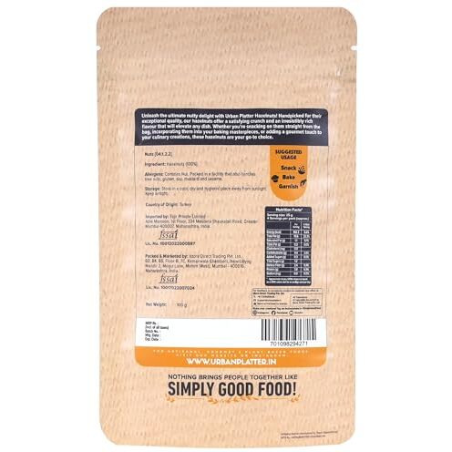 Urban Platter Exotic Hazelnut Kernels, 100G (Rich In Protein & Fiber, Crunchy & Delicious, Add To Fruit Salads, Chocolates, Pralines , Trail Mixes, Ice Creams, Baked Goods, Travel-Friendly Pack)