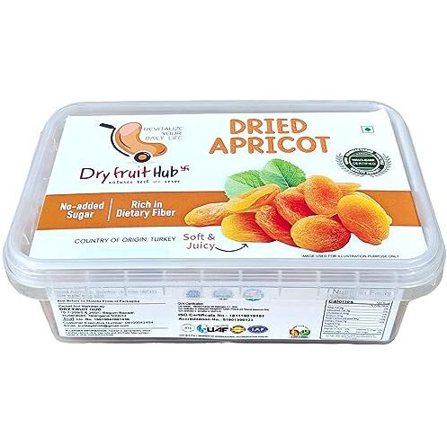 Dry Fruit Hub Premium Jumbo Dried Apricot Seedless 1Kg Turkish Apricots, Apricots Dry Fruits, Apricots (1Kg)