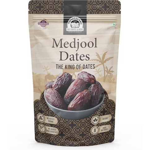 Wonderland Foods 200G Premium Medjool Dates Box | King Of Dates | Dry Fruits Healthy & Nutritious Soft Khajoor, Khajur Rich In Iron, Fibre & Vitamins, Fresh