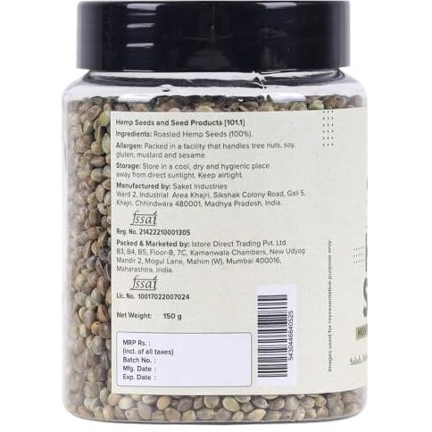 Urban Platter Roasted Hemp Seeds, 150 G (Hemp Seeds For Eating | Salad Topping | Roasted)
