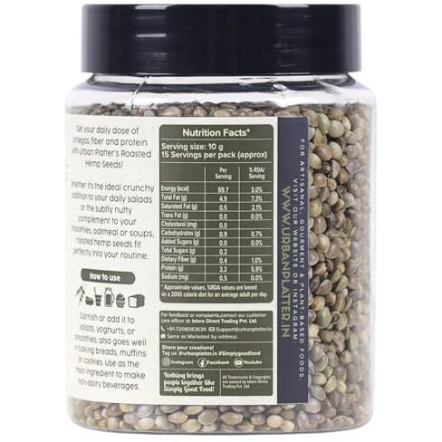 Urban Platter Roasted Hemp Seeds, 150 G (Hemp Seeds For Eating | Salad Topping | Roasted)