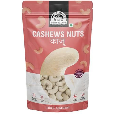 Wonderland Foods 500G Whole Raw Cashew (Kaju) W320-Grade Pouch