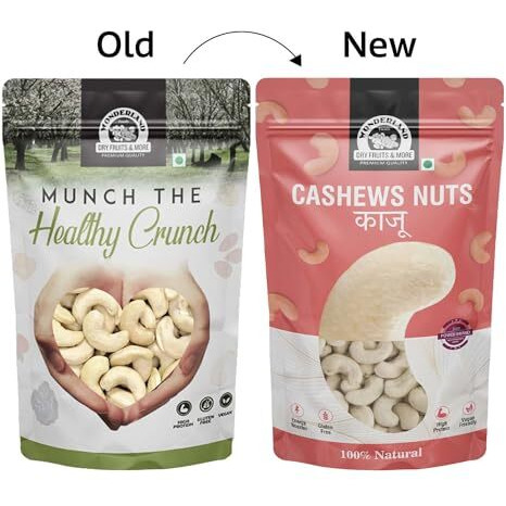 Wonderland Foods 500G Whole Raw Cashew (Kaju) W320-Grade Pouch