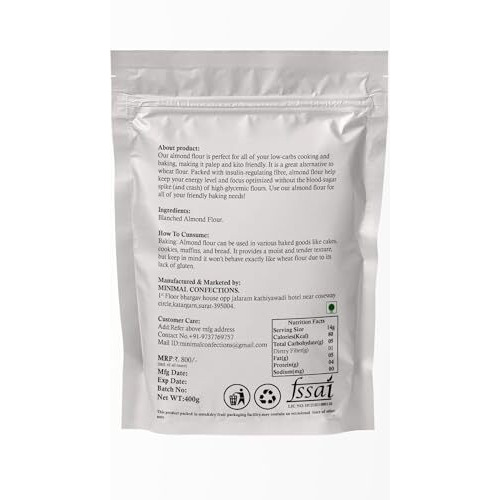 Minimal Blanched Almond Flour - 400Gram Without Skin Keto Friendly Fine Flour(Gluten Free)