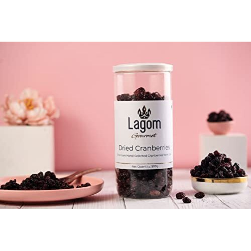 Lagom Gourmet Dried Cranberries 500G | Gluten Free | Vegan | Plant Based | Non Gmo | Cranberry Dry Fruit