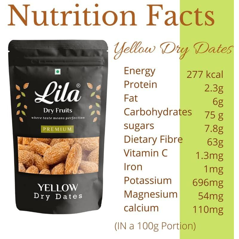 Ldf Fresh Yellow Dry Dates Khajur Khajoor, Medium Grade Size, 1Kg
