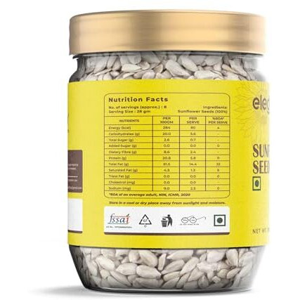 Elegity Sunflower Seeds Premium, Organic, Nutrient-Packed, Ideal For Weight Loss. High Protein, Rich In Fiber. Your Ultimate Healthy Snack. Preservative-Free & Fresh